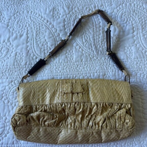 R&Y Augousti Beige Snakeskin Clutch - Picture 4 of 4